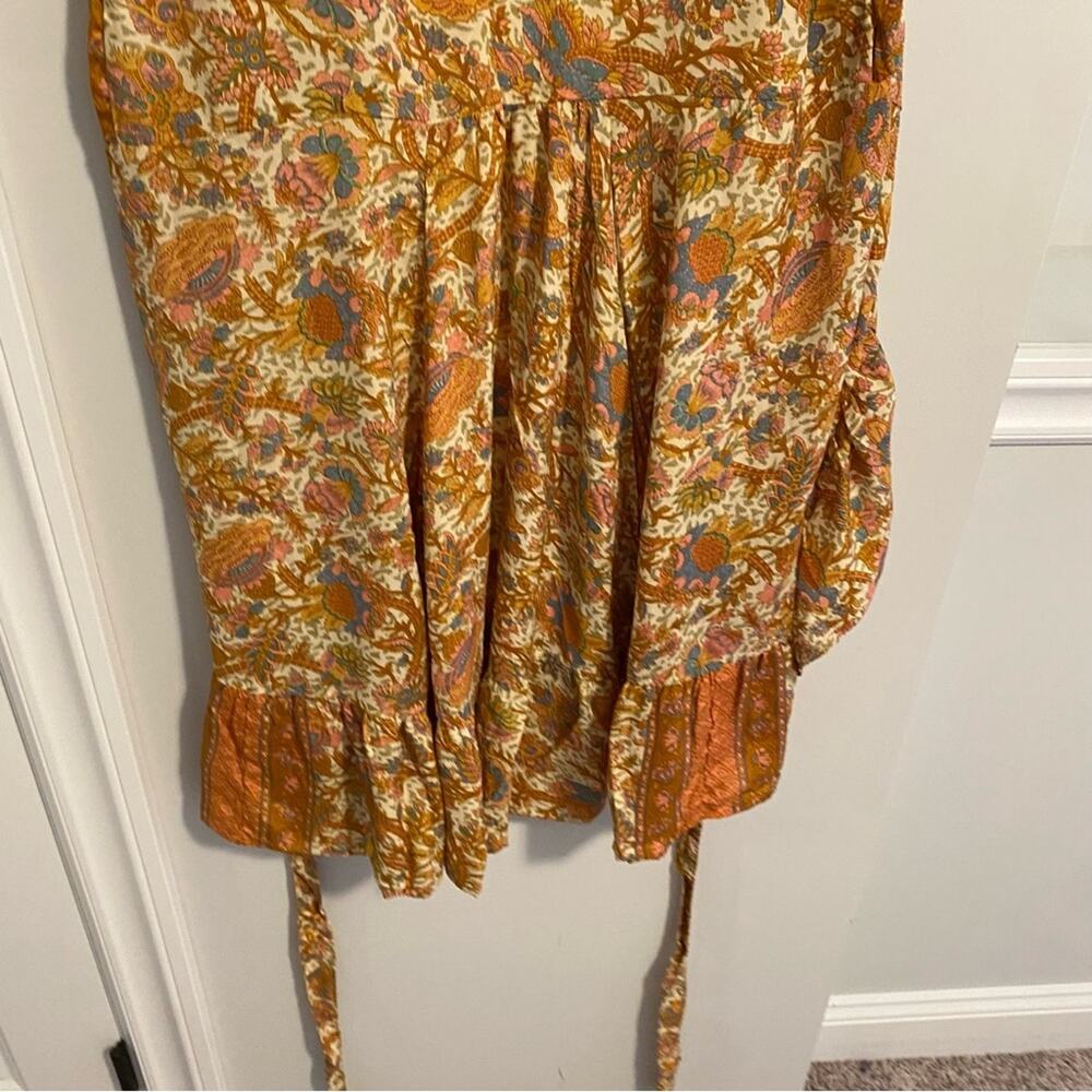 Perry Walker Collective Orange Floral Silk Blend Wrap Mini Dress Medium - Picture 10 of 14